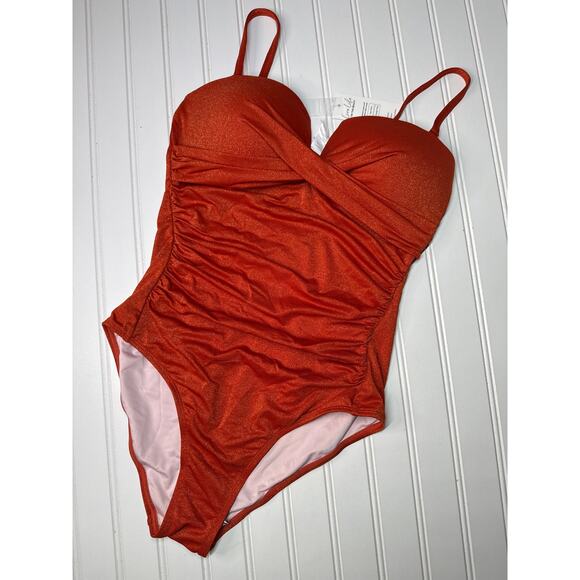 NWT Cupshe One Piece Swimsuit Glitter Ruched One-Piece Swimsuit BUNDLE Size M - Picture 4 of 7